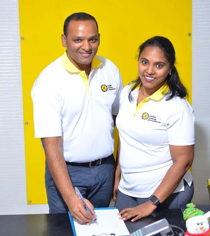 Dr. Durga and Dr. Sathya Gogineni at MedRehab Professionals, their physiotherapy clinic in Kingston, Jamaica